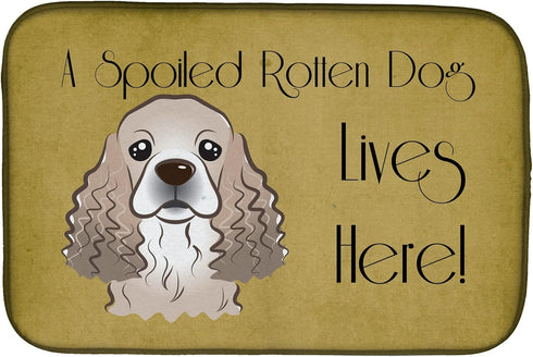 Caroline's Treasures Cocker Spaniel Spoiled Dog Lives Here Dish Drying Mat, 14 x 21", Multicolor