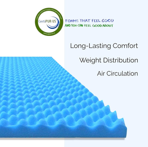 Airflow Foam Mattress Topper, Egg Crate Foam Pad, Hospital Mattress Pad for Support and Pressure Relief (Full)