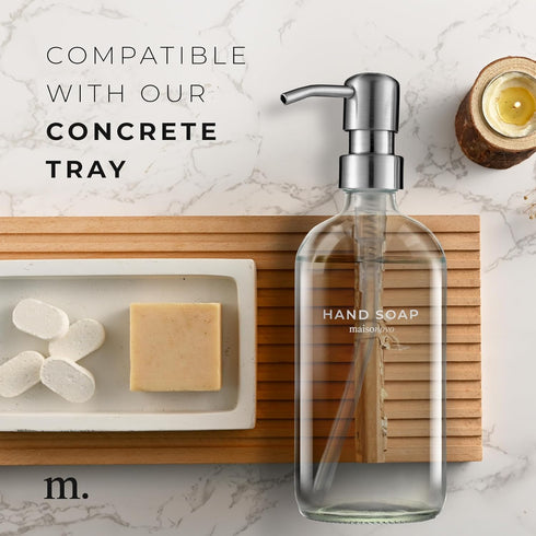 MaisoNovo Hand Soap Dispenser, 16.9 fl oz Clear Glass with Silver Pump, Bathroom Soap Dispenser x 1