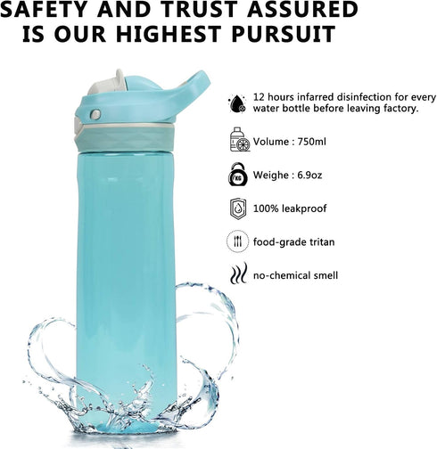 DEARART 2-Pack 26oz Water Bottles - Pink and Sky Blue, AUTOSEAL Wide Mouth, BPA Free, Leakproof, Easy Clean