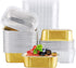 EUSOAR 50pcs 5.7oz Aluminum Foil Baking Cups with Lids, Reusable Cupcake Cups, Gold