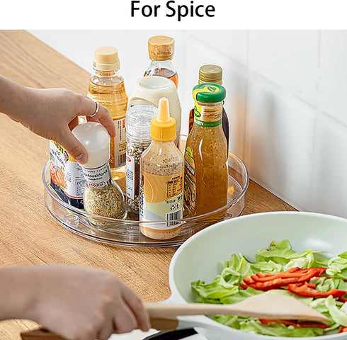URALFA 9 Inch Lazy Susan Spice Rack Organizer, 360 Degree Rotating Round Lazy Susan Turntable for Cabinet, 2-Pack, Clear