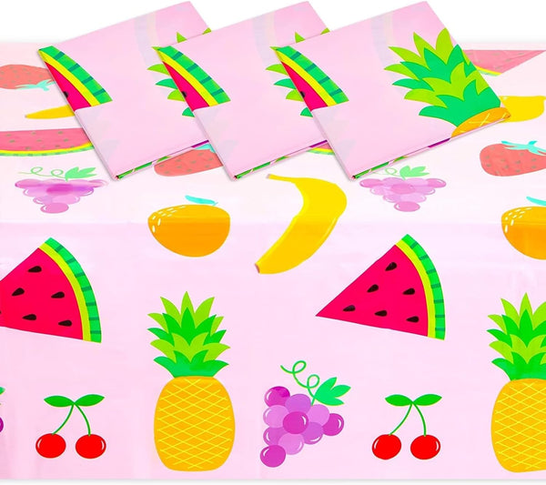 Sparkle and Bash Tablecloth for Two-tti Frutti 2nd Birthday Party Decorations (Pink, 54 x 108 in, 3 Pack)