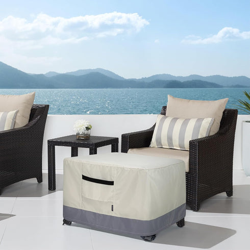 18L 18W 17H inch Patio Ottoman Cover, Waterproof Outdoor Square Furniture Cover for Side & End Table x x