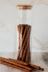Cestari Glass Pasta Storage Jars: Airtight Spaghetti Container with Bamboo Lid, Kitchen Canister for Snacks, Macaroni,