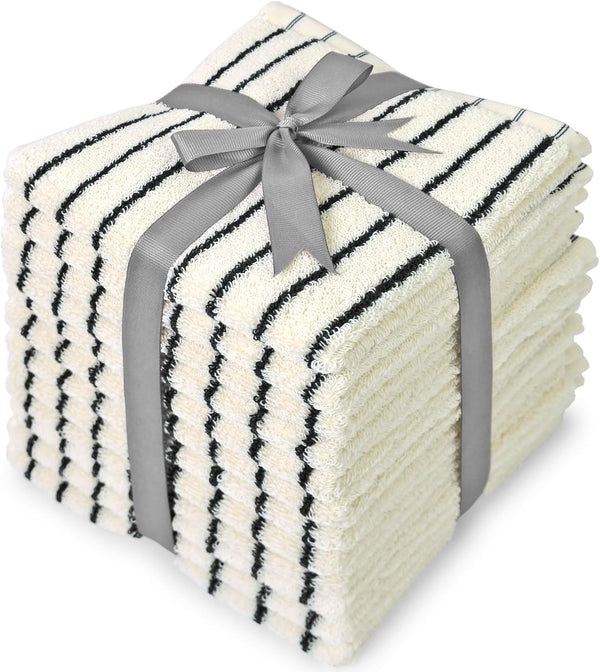 Jacquotha Striped Cotton Washcloths 12 Pack, 13 x 13 - Soft Wash