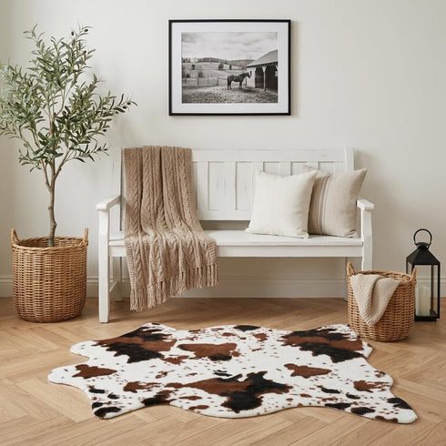 Cow Print Rug, Faux Fur Cowhide Area Rug for Living Room, Bedroom,Nursery