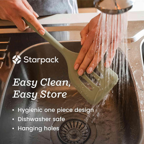 Starpack 'Let it Drain' XL Silicone Slotted Spoon, Large Heat Resistant Cooking Spoon for Non-Stick Serving