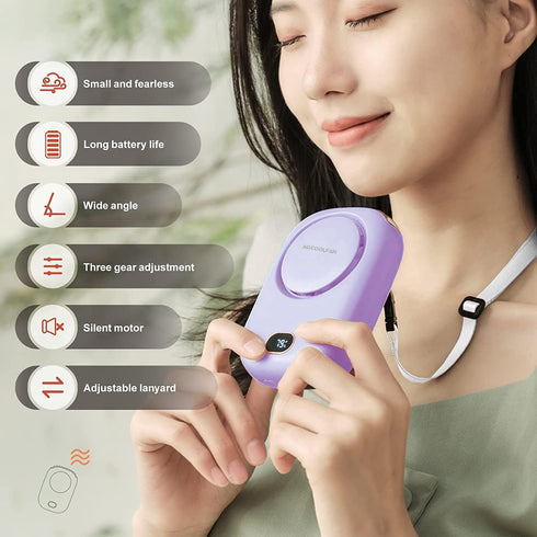 Portable Neck Fan, Handheld Mini Fan Small Personal Fan, Hand Held Fan USB Rechargeable Eyelash Fan for Kids Girls Boys Woman Man Home Outdoor Travel (purple) by AOCOOLFAN
