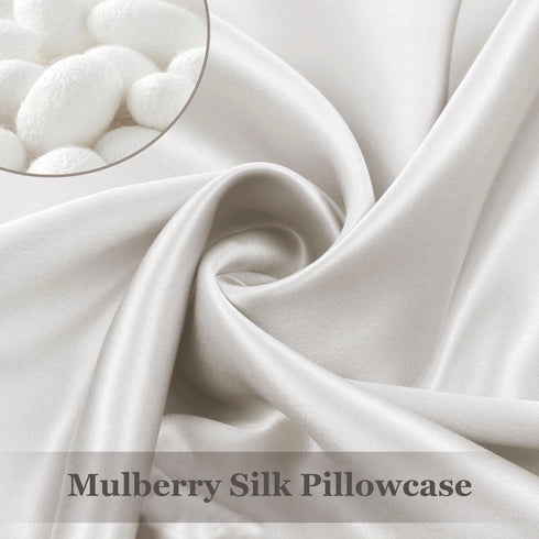 Adubor Silk Pillow Case - 23 Momme 6A Grade Fibers, 900 Thread Count, Queen 20''x30'', Ivory White