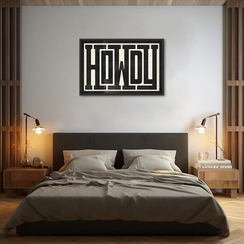 UUENPIH Western Wall Art Howdy Poster, Modern Wall Decor, Southern Home Decor, 16x12 in Unframed Canvas Painting