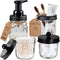 Amolliar 4 Pack Mason Jar Bathroom Accessories Set - Rustic Farmhouse Decor with Foaming Soap Dispenser and Toothbrush