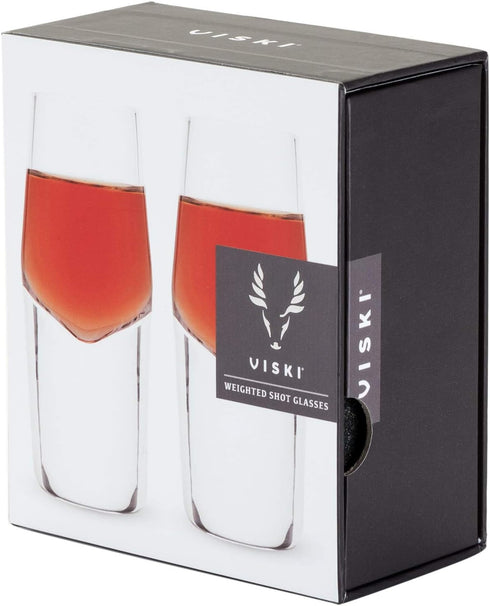 Viski Crystal Heavyweight Shot Glasses, Set of 2 Premium Crystal Clear Glass, 2 oz Shot Glass Gift Set