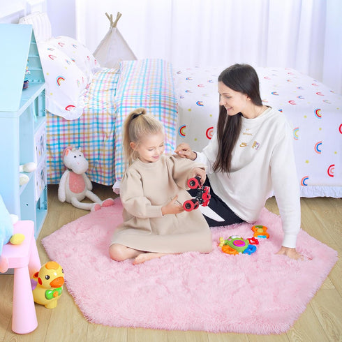 4.6 junovo Ultra Soft Rug for Nursery Children Room Baby Room Home Decor Dormitory Hexagon Carpet for Playhouse