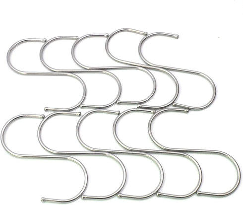 Heavy Duty Metal Chrome Plated S Shape Hooks, Set of 10 Large