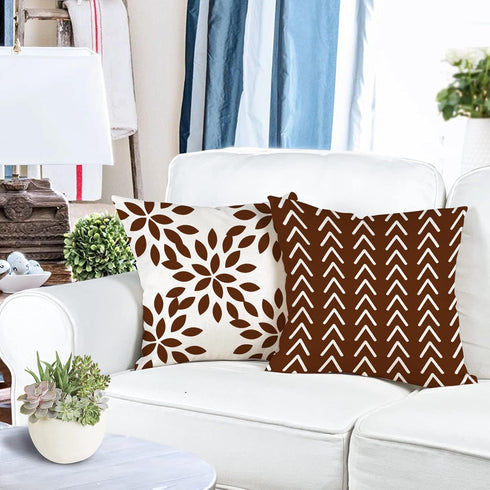 YCOLL Pillow Covers 18x18 Set of 4, Modern Decorative Linen Fabric Pillow Case for Couch Bed Car, Coffee