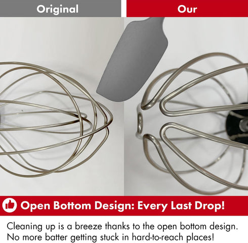 Heavy Duty Whisk Attachment for KitchenAid Bowl-Lift Stand Mixers, 6QT Glass Bowl, Extra Thick Stainless Steel Wire