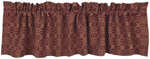 Home Collection by Raghu Marshfield Jacquard Valance, Barn Red/Tan, 72" x 15.5"