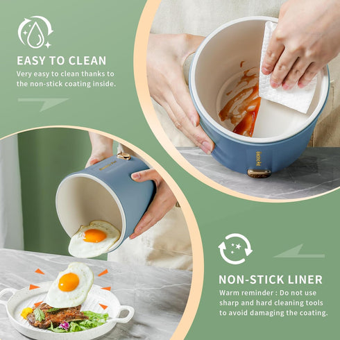 Hot Pot Electric 1L Mini Ramen Cooker, 450W Rapid Noodles Cooker for Cooking Pasta, Egg, Soup
