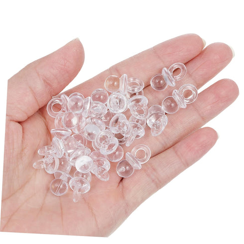ULTNICE 50 Pack Newborn Pacifiers Acrylic Baby Shower Favors DIY Baby Accessories Mini Pacifiers for Shower Games