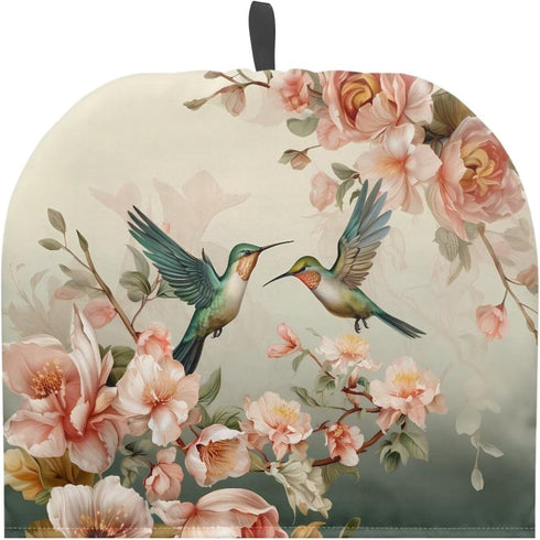 Hummingbird Flower Print Tea Cozy, Insulated Teapot Dust Cover, Durable Tea Kettle Protector for Home Decor