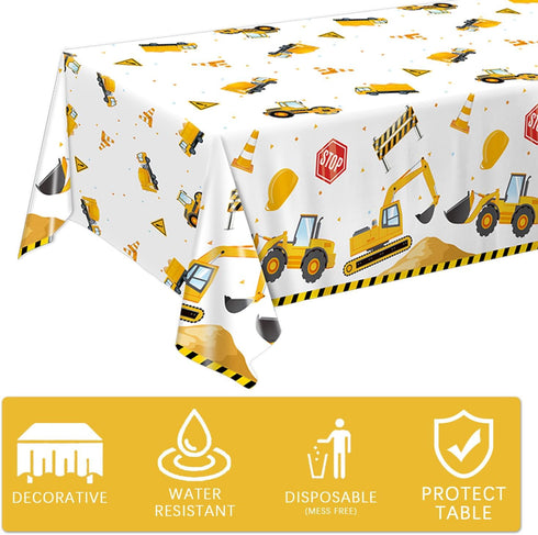 3 Pack 54 108 Inches QIYANPAX Construction Plastic Birthday Party Tablecloths, x - Construction Table Covers for Kids'