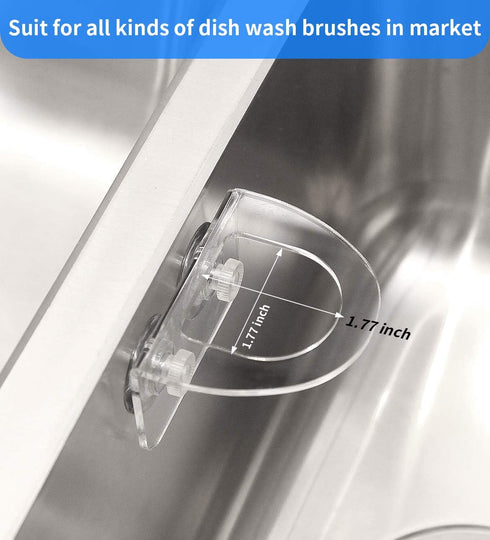 2 Pack Clear Acrylic Dish Brush Holder, Kitchen Sink Caddy Organizer with Secure Suction Seals