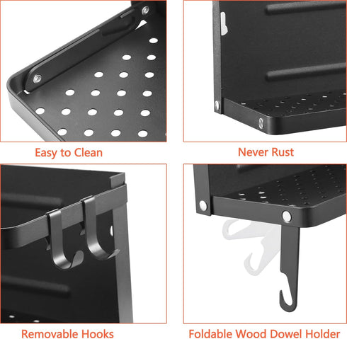 Magnetic Shelf with Paper Towel Holder for Fridge/Washing Machine/Garage, Magnet Kitchen Spice Rack for Refrigerator