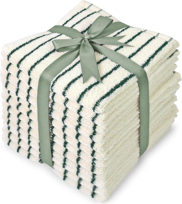 Jacquotha Striped Cotton Washcloths 12 Pack, 13 x 13 - Soft Wash