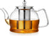 Glass Teapot, Stovetop Safe 34oz Borosilicate Kettle with Loose Leaf Tea Strainer for Blooming Tea