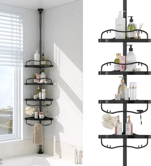 cogardenshower Corner Shower Caddy Tension Pole - Heavy Duty Floor to Ceiling Shower