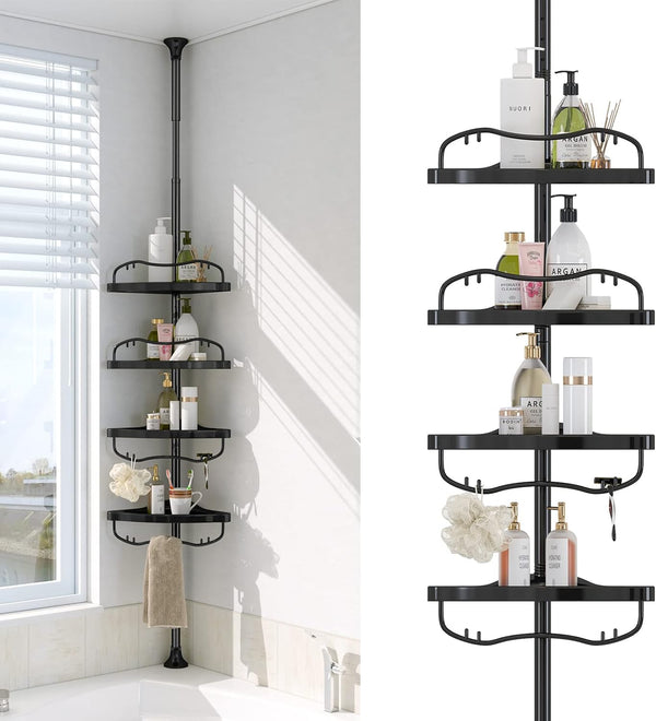 cogardenshower Corner Shower Caddy Tension Pole - Heavy Duty Floor to Ceiling Shower
