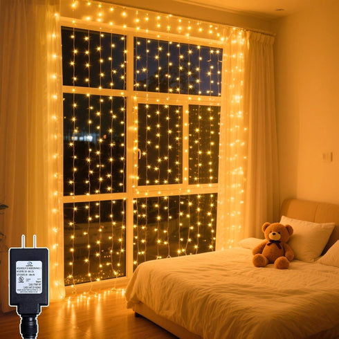 200 LED Curtain String Lights 9.8 * 6.6FT Plug in Fairy with