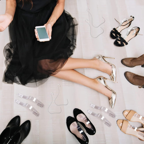 TXIN 10 Pcs/5 Pairs Acrylic Clear Sandal Shoes Display Stand Inserts, Shoe Support for Women's Shoes