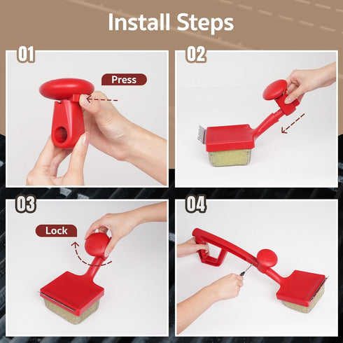 GASPRO Steam Grill Brush Bristle Free for Outdoor Grill, BBQ Grill Cleaning Brush with Replaceable Scrub Sponge Head