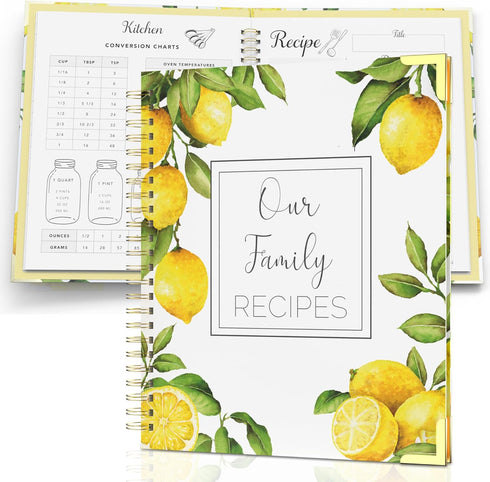 Recipe Book to Write Your Own Recipes, Blank Family Cookbook Journal, 100 Page DIY Cookbook, Spiral Bound Organizer