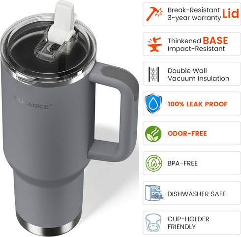 40oz 100% For Travel & Gym Never Drink from a Moldy Lid Again: Hygienic Tumbler, Leakproof Lid & Removable Foldable