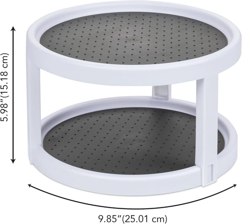 Kitchen Spaces Two-Tier Lazy Susan Organizer, Cabinet Turntable Shelf Storage for Kitchen and Pantry Items, Great