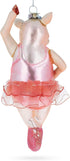 Graceful Pig Dancing Ballet Blown Glass Christmas Ornament