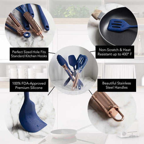 Set, Set, COOK WITH COLOR Silicone Cooking Utensils, Kitchen Utensil Easy to Clean Silicone Kitchen Utensils, Cooking
