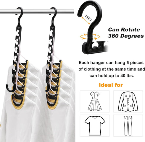 8-Pack Closet Organizers and Storage - Heavy Clothes Hangers for Home Organization, College Dorm Essentials
