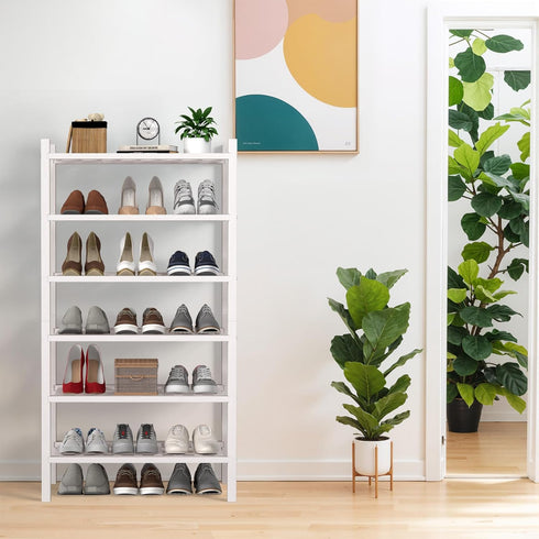 6 Closet,Hallway,Entryway,Small 18"x11"x34" Haddockway Small Tier Bamboo Shoe Rack Storage Organizer,Multifunctional