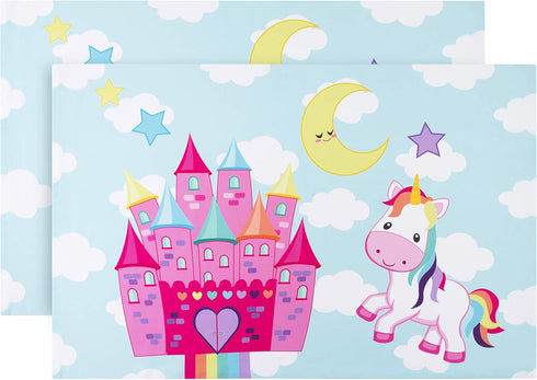 Everyday Kids 2-Pack Standard Size Pillowcases 20 x 26” - 100% Soft Microfiber, Unicorn Design