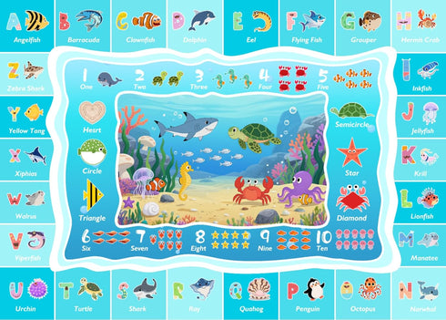 ABC Kids Ocean Rug for Playroom, 4x6ft Alphabet Classroom Rug, Educational Kids
