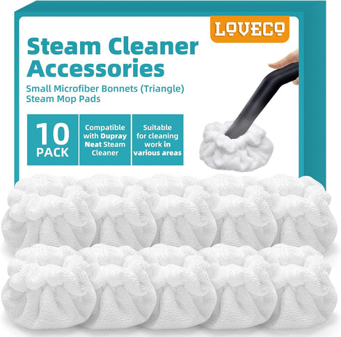 LOVECO Small Microfiber Bonnets (Triangle) Compatible with Dupray Steam Cleaner, McCulloch, awasky, etc, Reusable