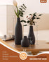 Mksuuoa Set 3 Decorative Flower Vase of - Modern Boho Style Black Vases, Ribbed Textures Ceramic Vase for Home Decor
