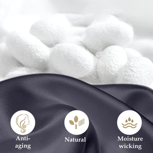 INSSL Silk Pillowcase for Women, Mulberry Silk for Hair and Skin, King Size, Dark Grey