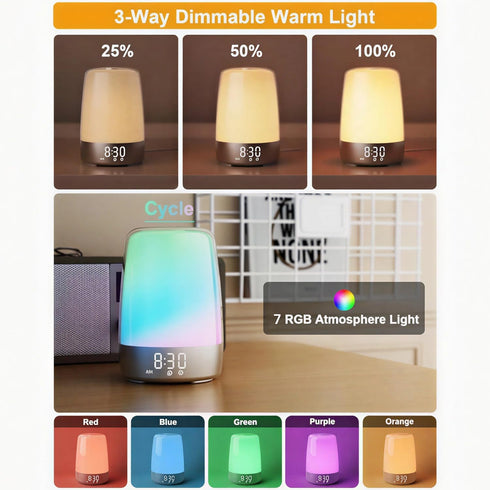 3 Dimmable Snooze winshine Touch Wake Up Night Light with Sunrise Simulation Alarm Clock, Ways Warm White Bedside Lamp