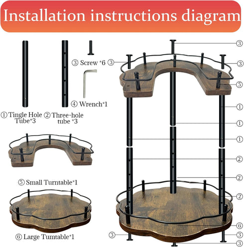 LIAISIMI 2 Organizer,2-Tier 4 Settings Countertop Tier Lazy Susan Spinning Spice Rack with Stable Carousel Base
