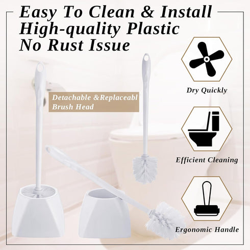 15 Sets Set 16.14 Inch FoldTier Toilet Holder and Brush Toilet Bowl Cleaner Brush with Caddy Bathroom Scrub Plastic